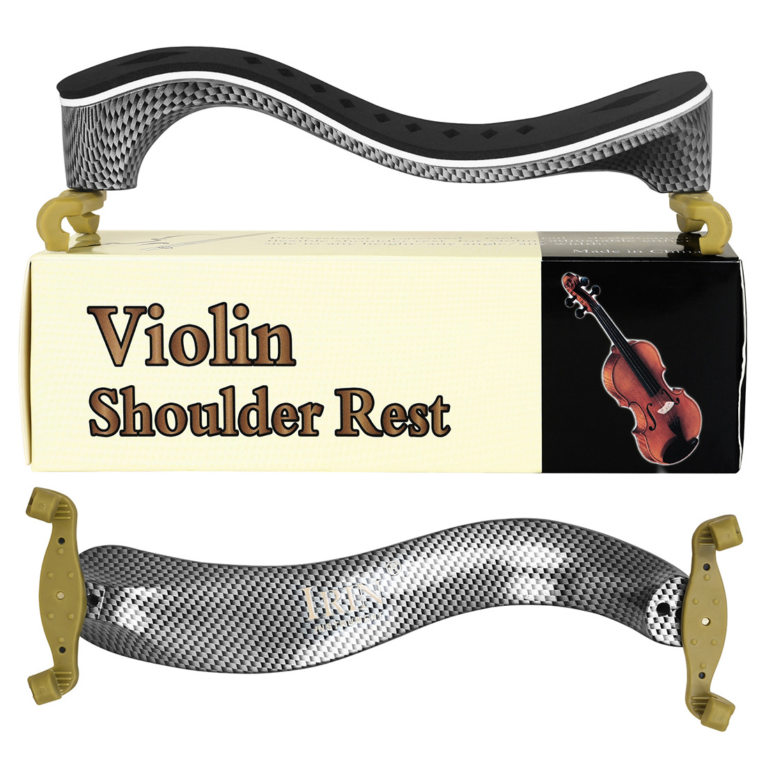 Violin Shoulder Rest - バイオリン肩当て カーボンファイバー製 厚いスポンジパッド 4/4バイオリン用調整可能 楽器アクセサリー バイオリン4/4