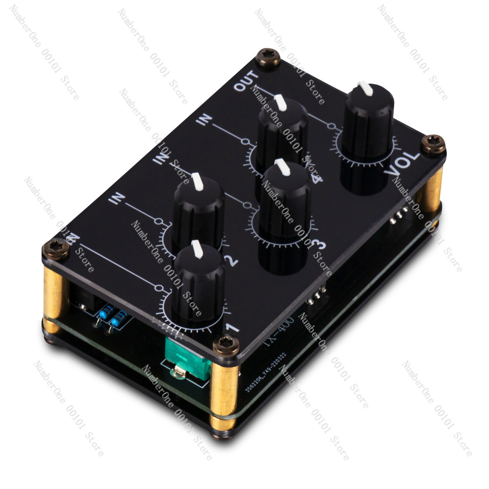 Audio Music Hub - 多機能オーディオフロントパッシブステレオミキサーマイク楽器ハブ低ノイズ小型ミキサー