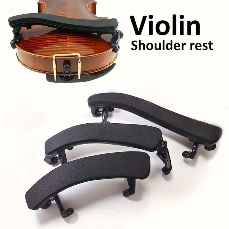 Violin Shoulder Rest - 3/4、4/4、1/2、1/4、1/8、1/16サイズ対応 バイオリン肩当て 厚いフォームパッド付き 折りたたみ式 高さ調整可能 プラスチック製