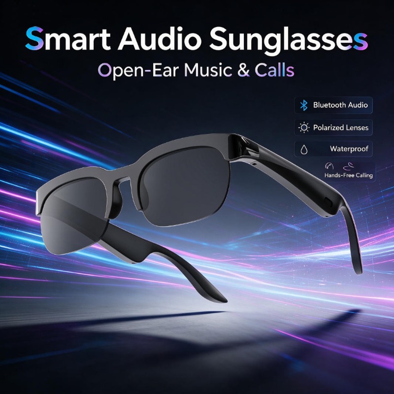 Audio Music Voice - スマートオーディオサングラス オープンイヤーBluetoothメガネ 偏光レンズ ハンズフリー通話 スポーツスマートグラス 運転
