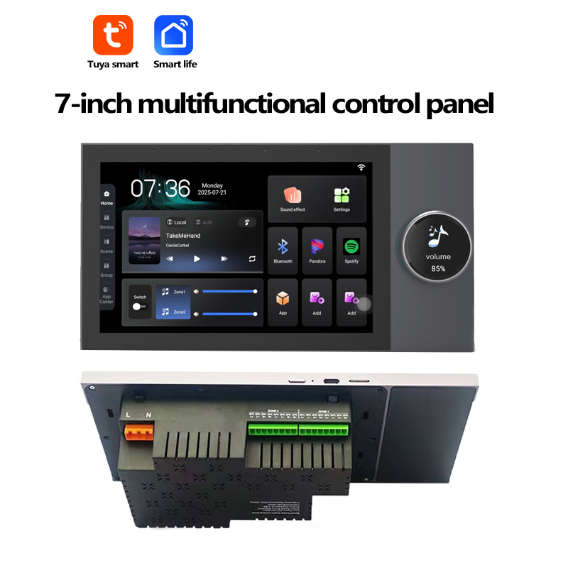 Audio Music Hub - 7インチAndroid 11 Alexa対応Tuyaスマートホームコントロールパネル内蔵E-share ZigbeeハブWiFiオーディオウォールアンプミュージックシステム
