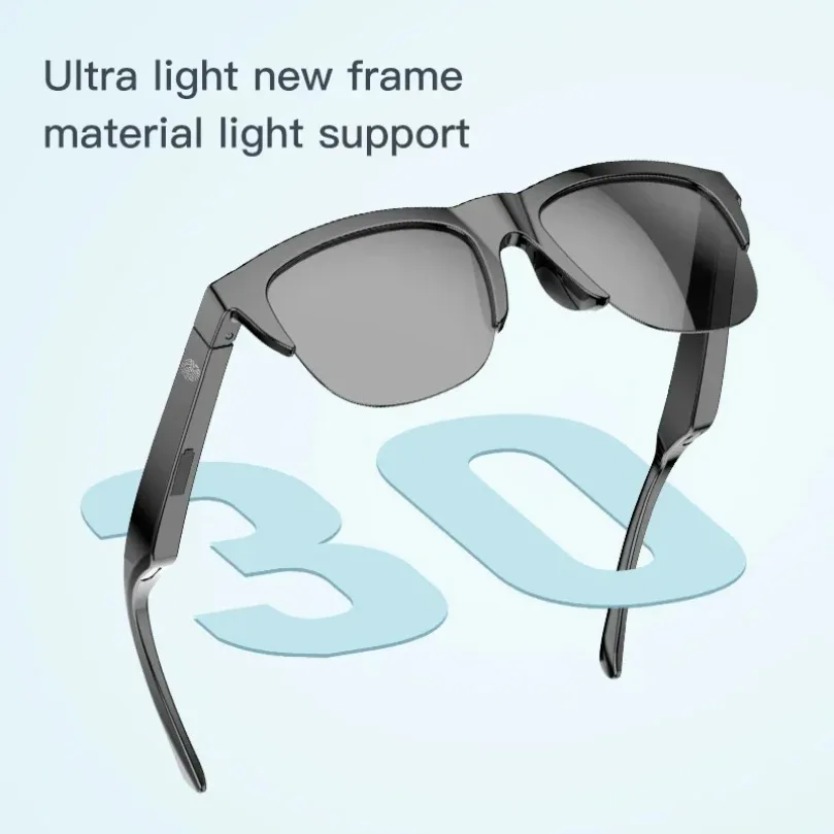 Audio Music Voice - オープンイヤーワイヤレスBluetoothスマートサングラスUVカットアイウェアHiFiステレオオーディオ軽量メガネハイキングランニング用