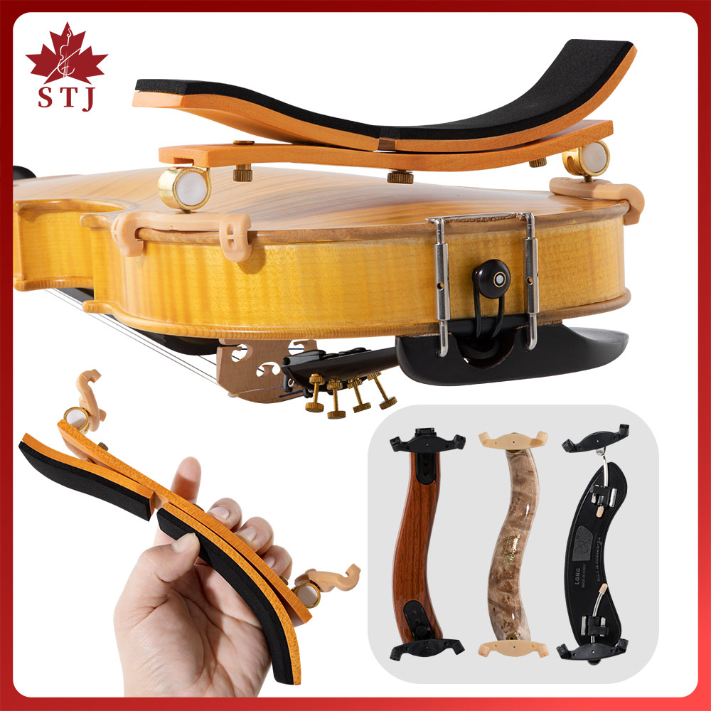 Violin Shoulder Rest - 調節可能なバイオリンショルダーパッド入りレストパッド、メープルウッドサポート、チンレストサポート、4/4、3/4、1/2