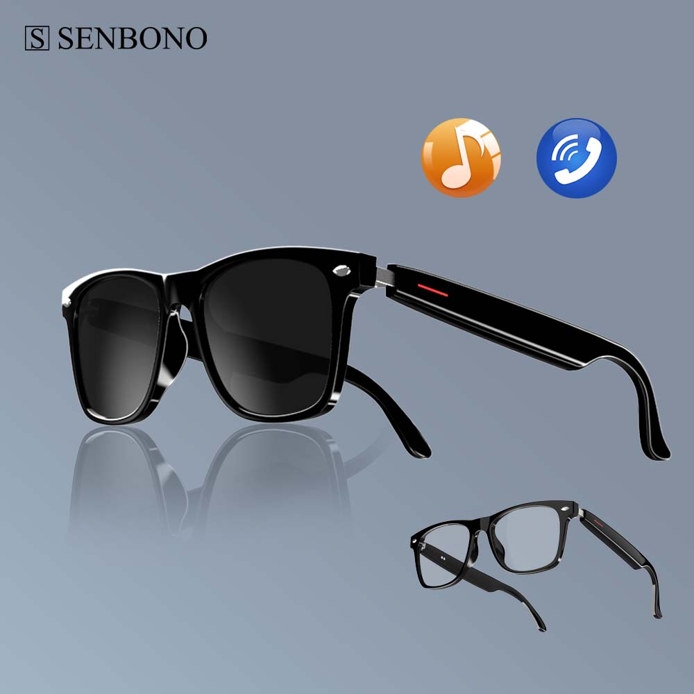 Audio Music Voice - SENBONO E13 スマートグラス:ブルーライトフィルター偏光サングラスレンズオーディオ内蔵マイク&スピーカータッチ&音声アシスタント